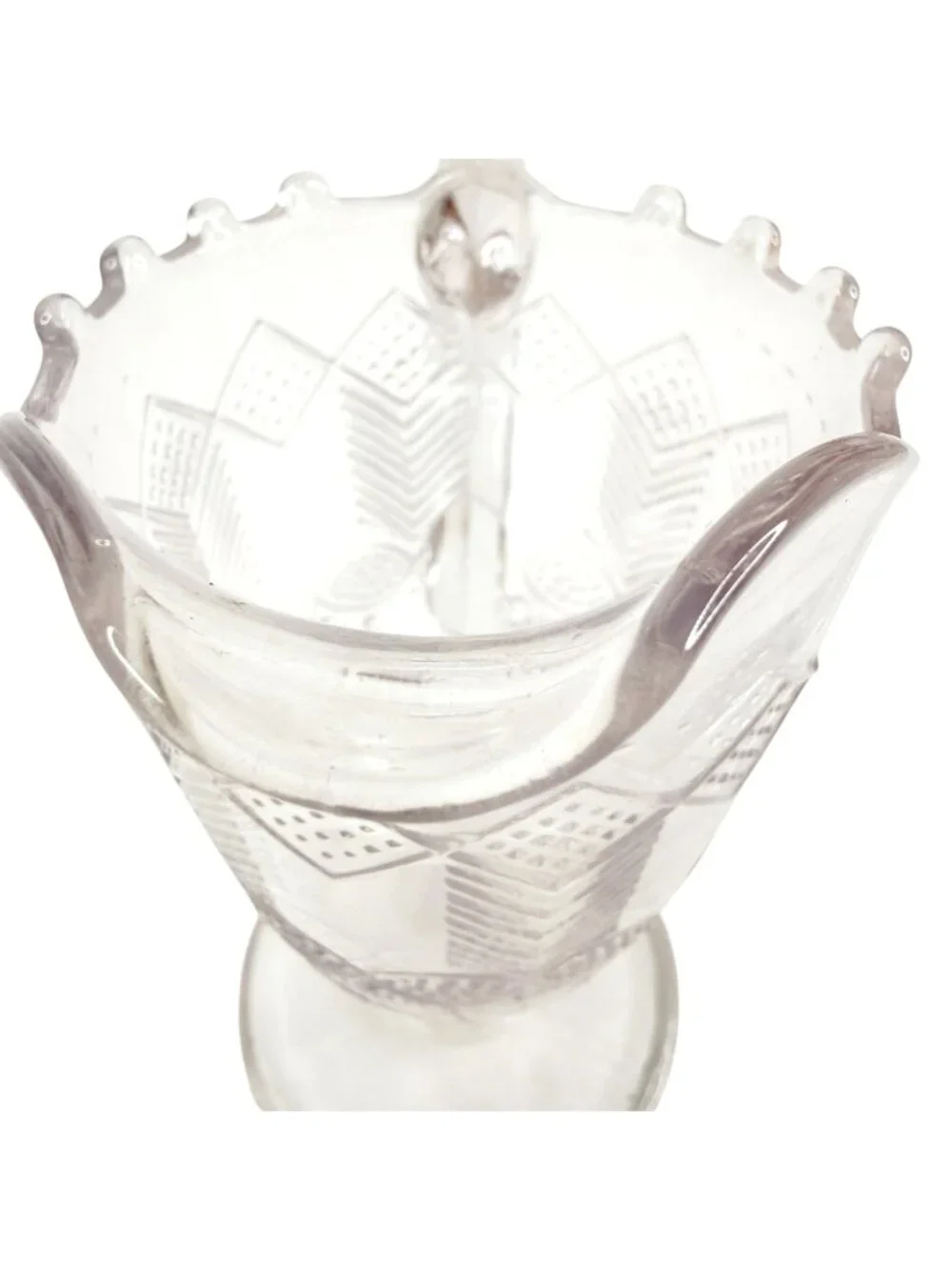 Vintage EAPG Herringbone No 4 Creamer By Belmont Glass Works Clear Small Pitcher